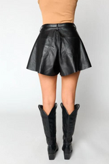 "Emerson" Flare Leather Short