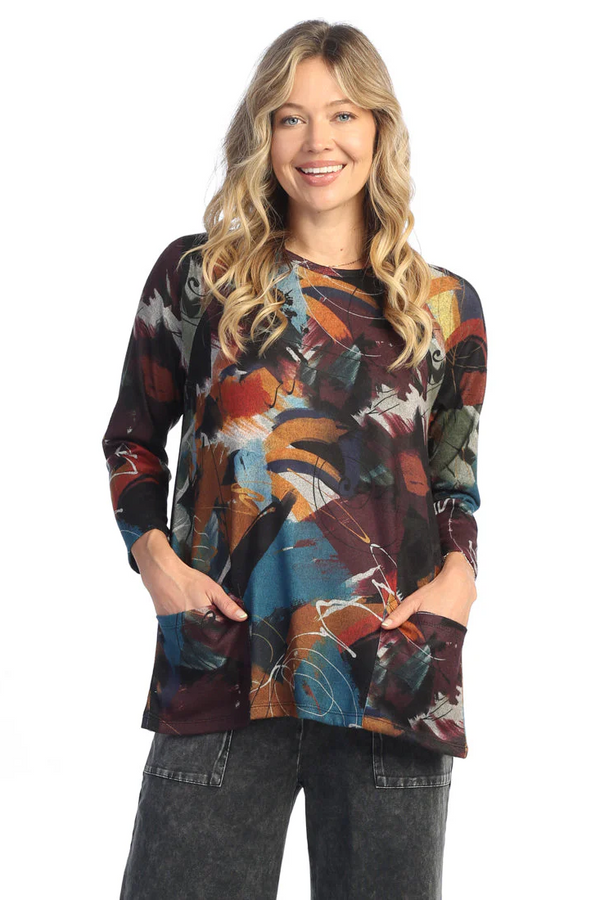 "Ballad" French Brush Patch Pockets Tunic Top