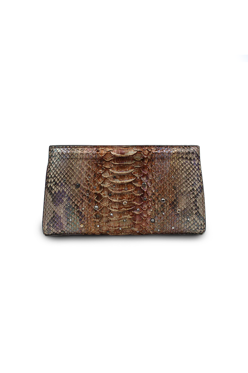 Ivy Clutch in Rainbow Desert Water Snake w/ Crystals