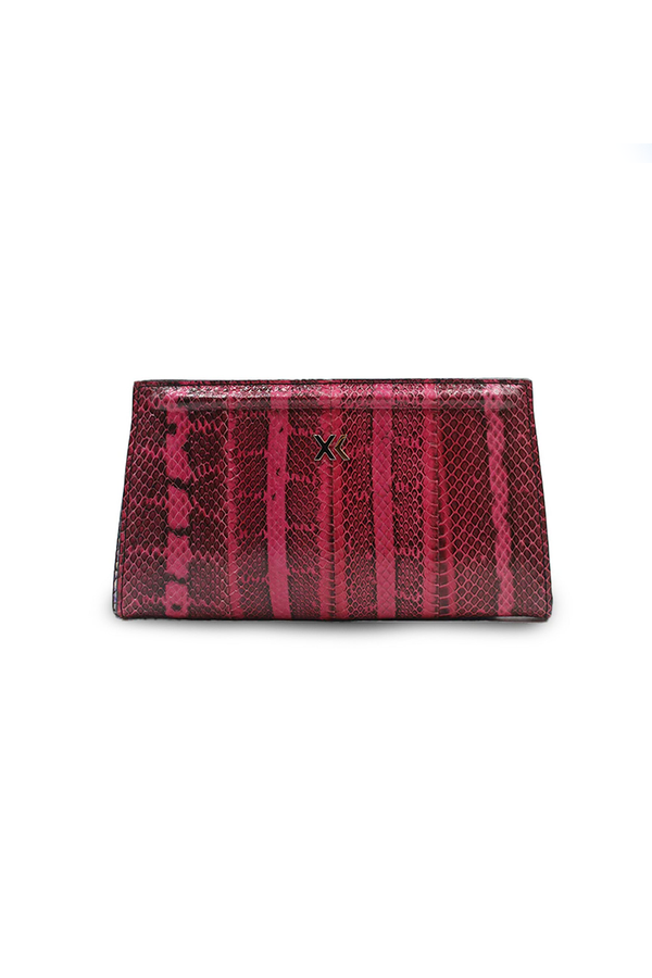 Ivy Clutch in Fuchsia and Terracotta Water Snake