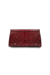 Ivy Clutch in Wine Water Snake w/ Crystals