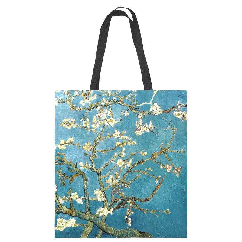 Van Gogh Starry Sky Canvas Tote Bag - Large Eco Shoulder Bag for Women