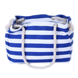 Women's Canvas Striped Tote Bag - Large Capacity Casual Beach Shoulder Handbag