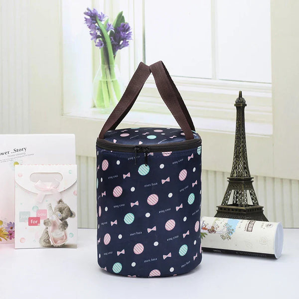 Cylindrical Insulated Lunch Bag Tote Cooler Waterproof Food Storage
