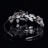 "Aleah" - Silver Pearl and Crystal Bridal Side-Headband/Tiara