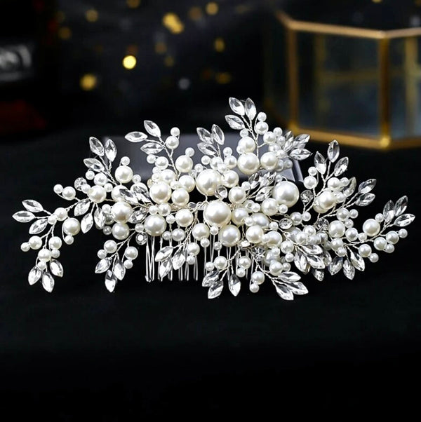 "Anjelica" - Pearl and Crystal Bridal Hair Comb