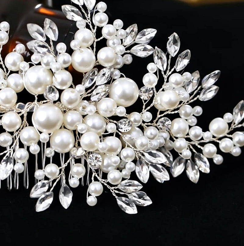"Anjelica" - Pearl and Crystal Bridal Hair Comb