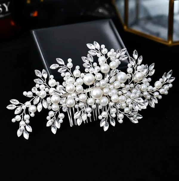 "Anjelica" - Pearl and Crystal Bridal Hair Comb