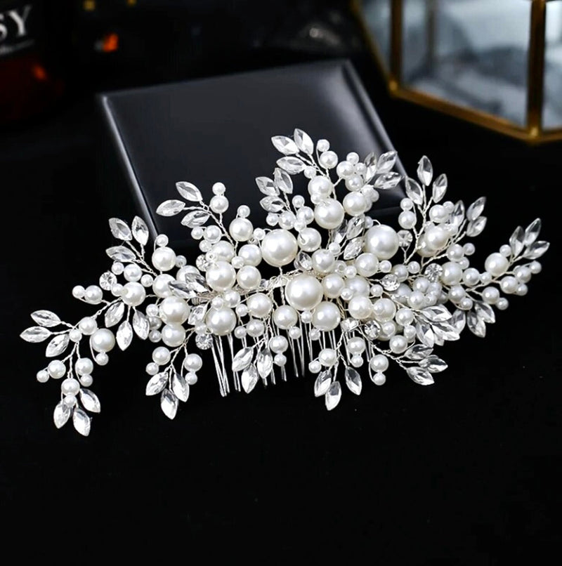 "Anjelica" - Pearl and Crystal Bridal Hair Comb