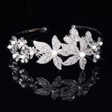"Aleah" - Silver Pearl and Crystal Bridal Side-Headband/Tiara