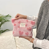 Winter Plush Cute Travel Cosmetic Lipstick Brush Storage Bag Toiletry Kit Women Gift Makeup Handbags Organizer Pouch Clutch Bags