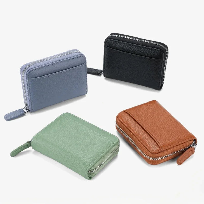 14/20 Slots Credit Card Holder Wallet RFID Blocking Slim Genuine Leather Card Organizer Zipper Pocket ID Card Pouch Coin Purse