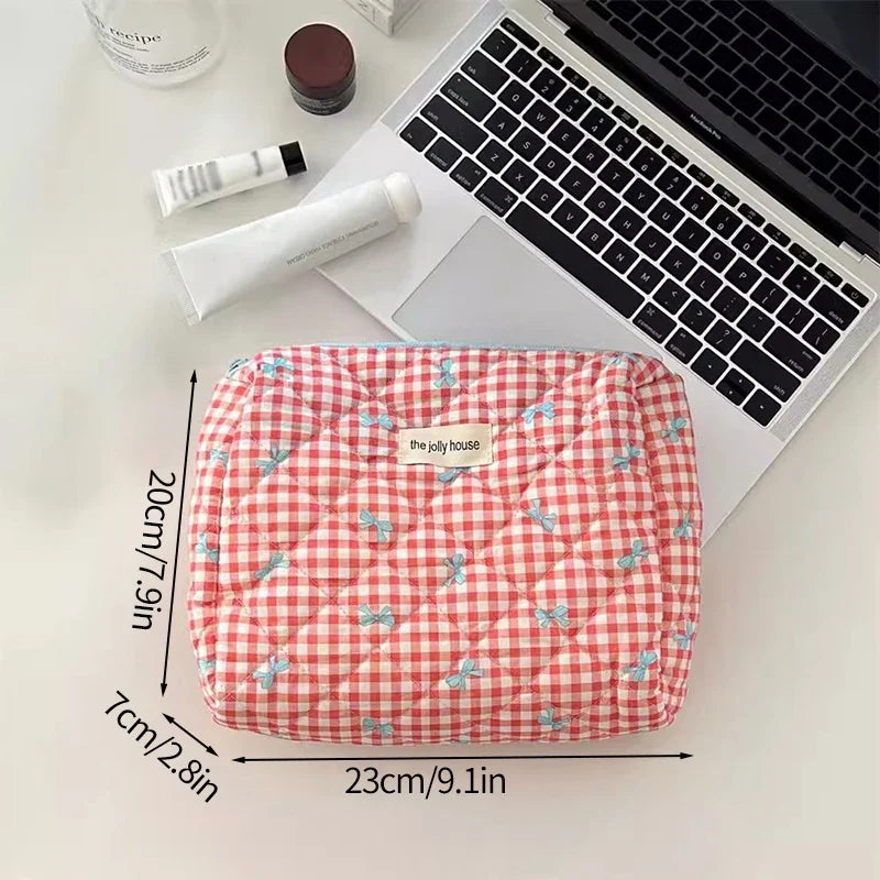 Bowknot Cosmetic Bag Large Capacity Travel Makeup Toiletry Pouch Pencil Case
