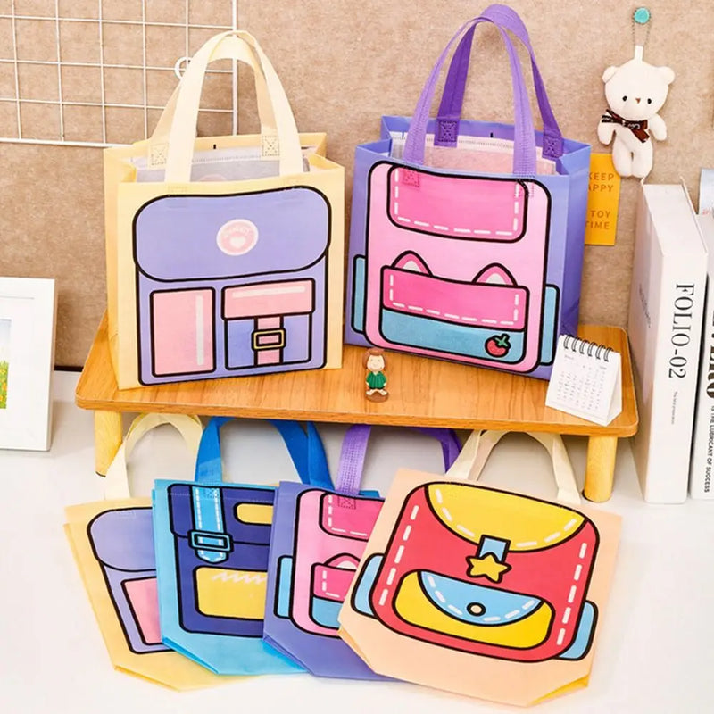 1PC Cartoon Print Non-woven Shopping Bag Durable Reusable Wear-resistant Large Capacity Printed Handbag Candy Gift Bag