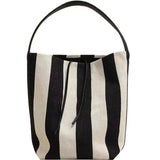 Wide Stripe Canvas Bucket Bag - Large Capacity Shoulder Tote
