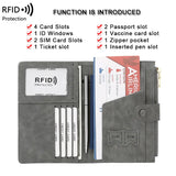 Anti-theft Passport Wallet RFID Passport Holder Zipper Buckle Travel Wallet Document Holder Multifunctional Travel Passport Bag