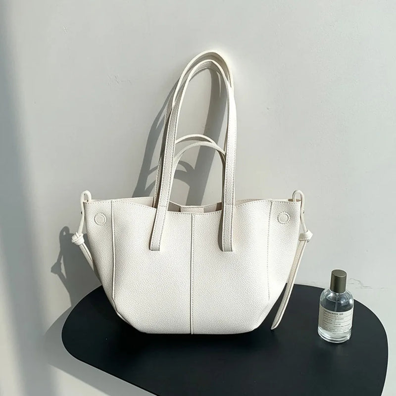 Trendy PU Leather Zipper Tote Bag for Women - Large Shoulder, Work, College, Underarm