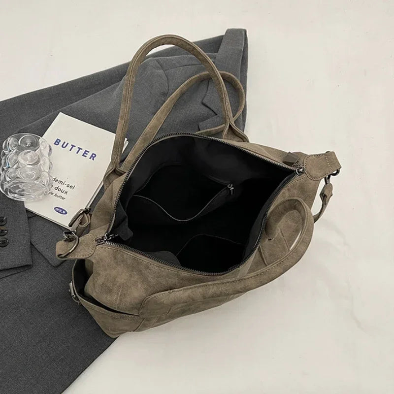 Retro Design PU Leather Shoulder Bags for Women 2025 Korean Fashion High Capacity Armpit Bag Female Crossbody Bag Tote Handbags