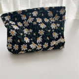 Fashion Retro Flowers Print Cosmetic Bag Canvas Washing Bag Large Capacity Women Travel Cosmetic Pouch Make Up Storage Bags