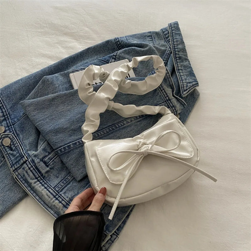 Fashion PU Leather Pleated Crossbody Handbag