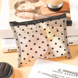 Nylon Mesh Cosmetic Bag Zipper Heart Shaped Toiletry Organizer Makeup Bags Multifunctional Women Girls Lipstick Coin Purse Pouch