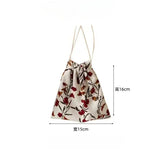 Corduroy Floral Storage Drawstring Bag Women Cosmetic Organizer Pouch Cute Makeup Bag Christmas Gift Candy Jewelry Organizer