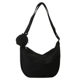 Women's Large Canvas Crossbody Bag - Half Moon Messenger Bag