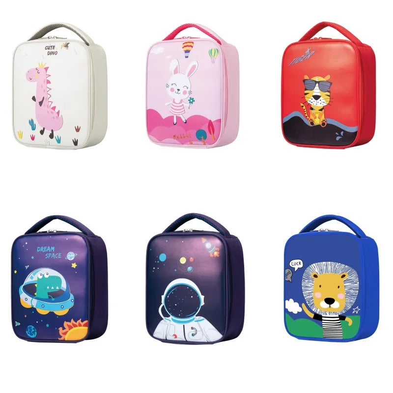 Cartoon Thermal Lunch Bags Portable Cooler Pouch for Kids Bento Storage