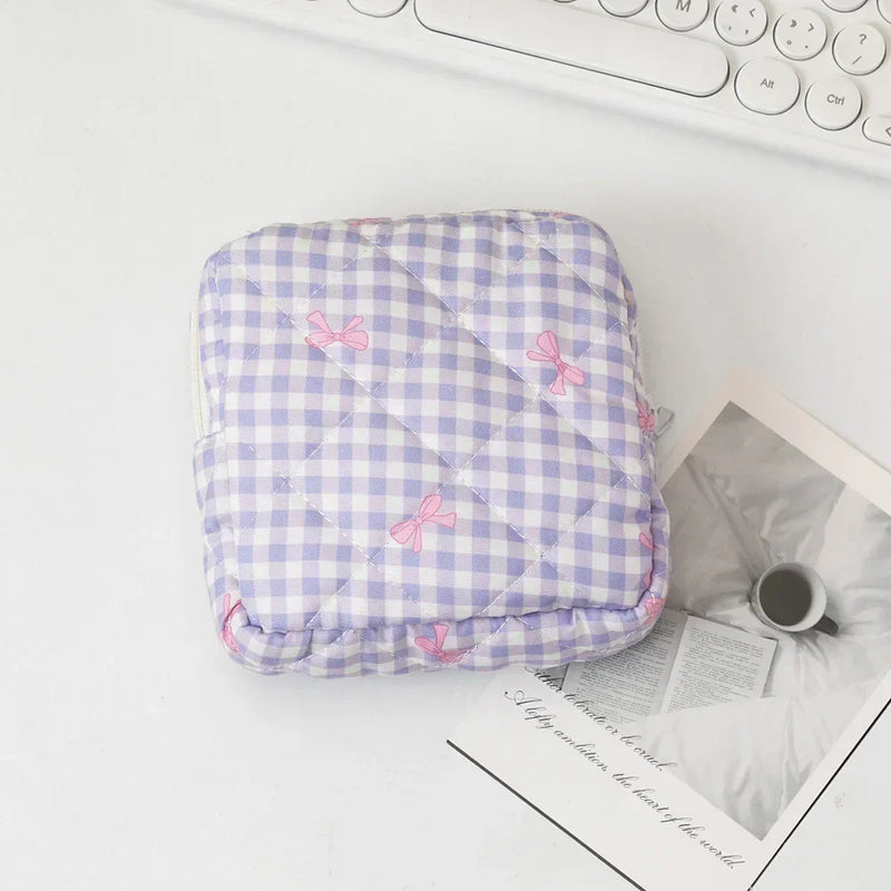 Women Sanitary Napkin Storage Bag Portable Cotton Pad Pouch Cosmetic Bags Girls Travel Makeup Bag Tampon Holder Organizer