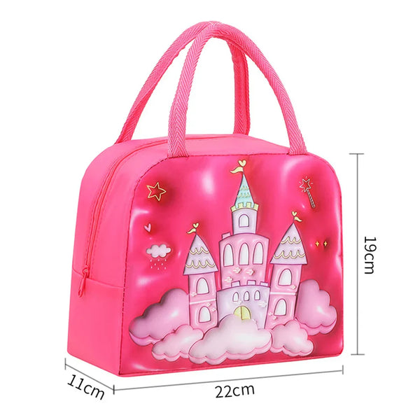 Kids Cartoon Insulated Lunch Bag Portable Thermal Cooler Bento Pouch