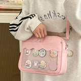Japanese Harajuku Ita Bag for Women PU Transparent Pocket Itabag High School Girls Uniform JK Crossbody Shoulder Bag Handbags