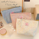 Rainbow Stripes Large Makeup Bag Toiletry Pouch Clutch Purse