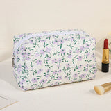 Small Fresh Floral Cosmetic Bags Pink Flower Storage Make Up Bags for Women Lady with Zipper Travel Organizer Makeup Bag Case