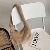 Faux Fur Shoulder Bag Winter Plush Tote Handbag