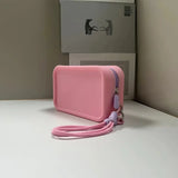 Square Silicone Coin Purse Mini Lipstick Cosmetic Bag Small Jewelry Bag Data Cable Storage Bag Women Wallet With Wrist Strap