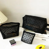 Heart-Shaped Nylon Mesh Cosmetic Bag Portable Toiletry Organizer Makeup Bag Multifunctional Women Lipstick Key Coin Purse Pouch