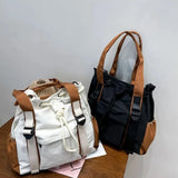 Splash Proof Nylon Fabric Shoulder Crossbody Bags for Women Multi-pocket Drawstring Tote Bag Large Capacity Student Book Handbag