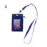 Fashion ID Badge Card Holder Colorful Leather Business Card Case Cover with Neck Lanyard Coin Purse Zipper Bag Wallets