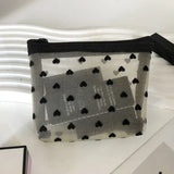 Cute Heart-Shaped Nylon Mesh Coin Purse Pouch Large Capacity Key Lipstick Earphone Organizer Card Bag
