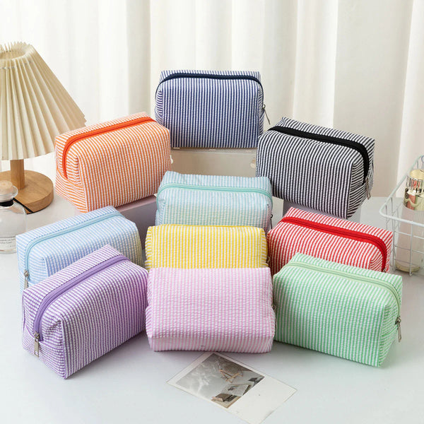 New Fashion Striped Women Cosmetic Bag Portable Zipper Makeup Travel Organizer Female Handbag Toiletry Pouch For Girls