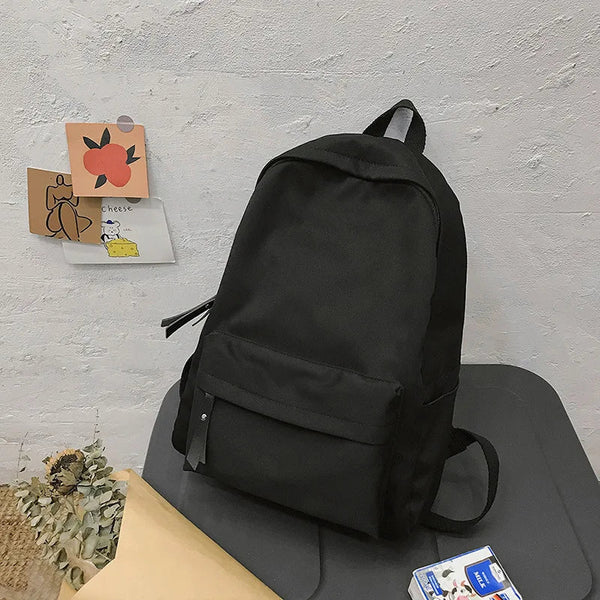 Solid Color Student Backpack - Unisex Daily Use