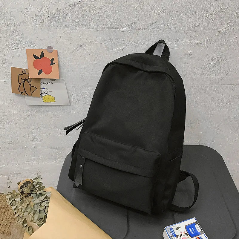 Solid Color Student Backpack - Unisex Daily Use