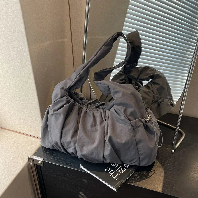 Nylon Cloth Bag Women Tote Bag Large Capacity Summer 2025 New All-Match Ins One-Shoulder College Student Class Bag Lady Handbag