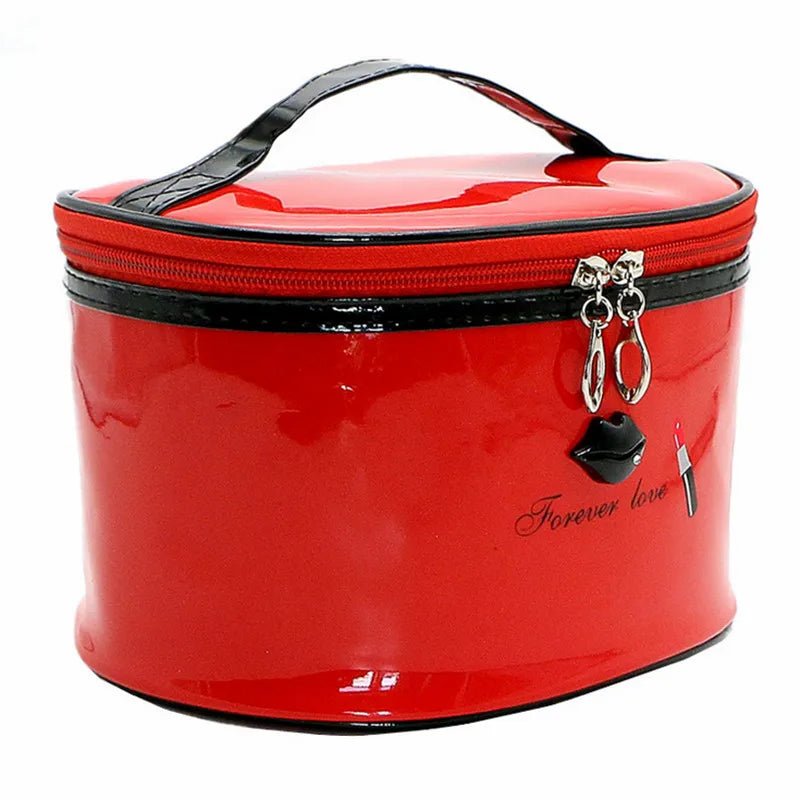 Women's Solid Color Patent Leather Storage Lip Cosmetic Bag For Ladies Simple Large Capacity Make Up Wash Handbag Drop Shipping