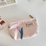 New Korean Women Floral Makeup Bags Cosmetic Bag Organizer Pouch Travel Make Up Toiletry Bag Canvas Beauty Case Pencil Case