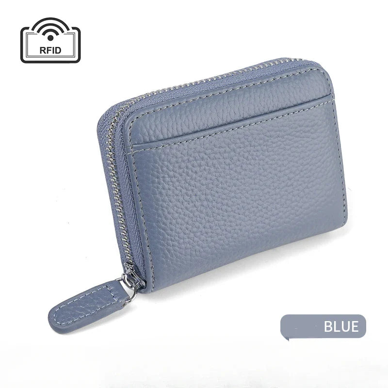 14/20 Slots Credit Card Holder Wallet RFID Blocking Slim Genuine Leather Card Organizer Zipper Pocket ID Card Pouch Coin Purse