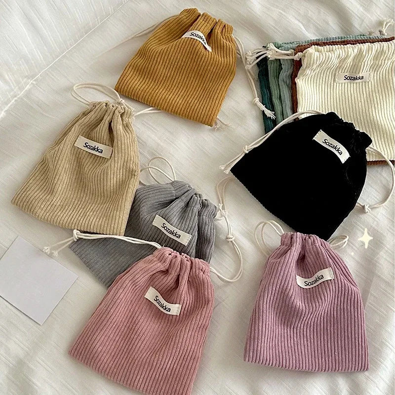 1pcs Solid Color Drawstring Cosmetic Bag Travel Cosmetic Lipstick Candy Organizer Pouch Christmas Gift Packaging Bag Storage Bag