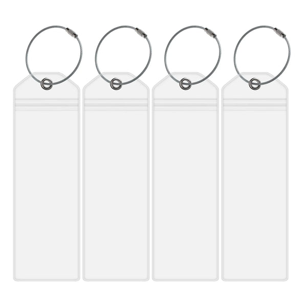 Cruise Luggage Tag Holders for Royal Caribbean & Celebrity - Zip Seal, Steel Loops, Thick PVC, 4 Pack
