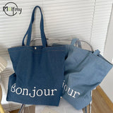 Denim Tote Crossbody Backpack