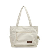 Corduroy Women's Large Tote Bag Multi-Pocket Shoulder Handbag